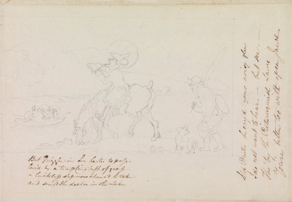 Esboço preparatório para o Dr. Syntax Sketching the Lake de Thomas Rowlandson