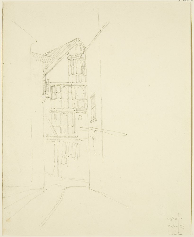 Olhando para o Pithay da Rua do Vinho (lápis no papel) de Thomas Leeson the Elder Rowbotham