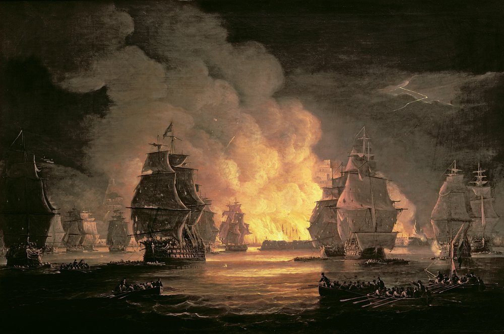 A Batalha de Argel, 27 de agosto de 1816, c.1825 (óleo sobre tela) de Thomas Luny