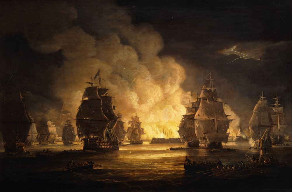 A Batalha de Argel: O Bombardeio, 1824 de Thomas Luny