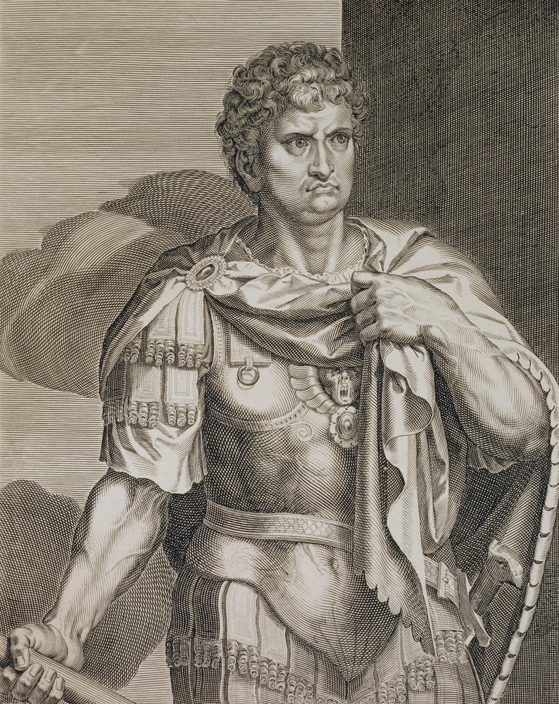 Nero imperador de Roma, 54-68 AD, gravada por Giles Sadler (1570-1629) de Tiziano Vecelli