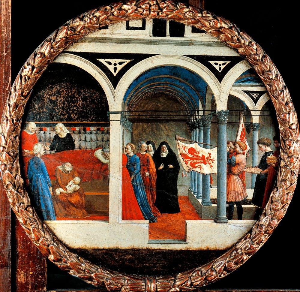 Natividade por Tommaso Masaccio (1401-1428), tempera sobre tela, 56 cm de diâmetro de Tommaso Masaccio