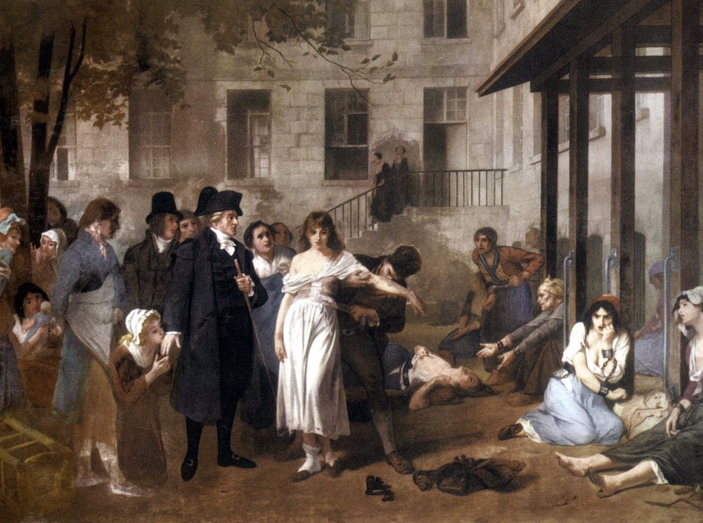 Doutor Philippe PINEL (1745 - 1826) libertando os loucos das suas correntes por Tony Norbert Fleury de Tony Robert-Fleury