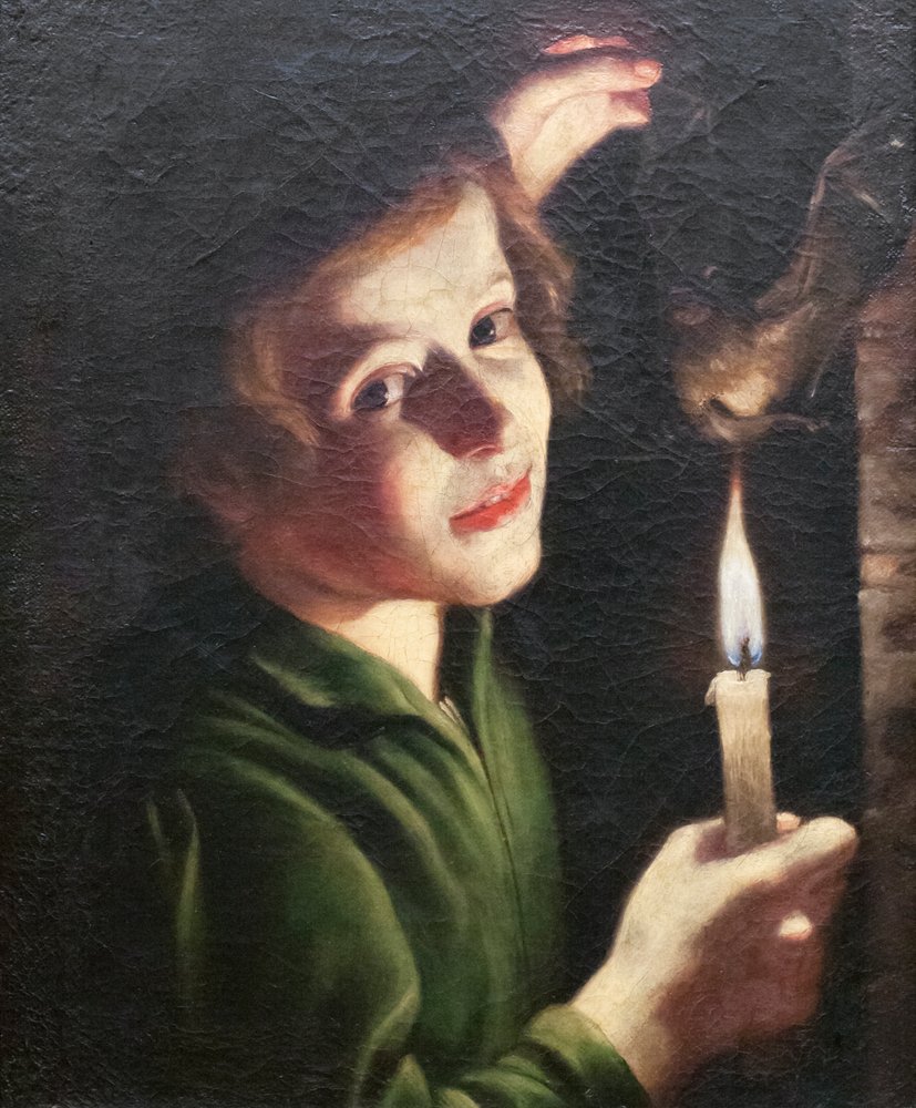 Rapaz segurando um morcego (pintura) de Trophime Bigot