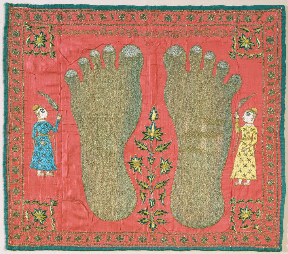 Artista, fabricante desconhecido, Índia - Wall Hanging (Puthia) representando os pés de um monge Jain de Unbekannt Unbekannt