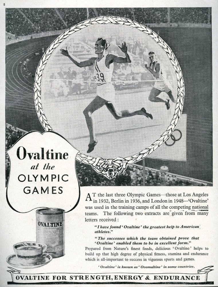 Anúncio para Ovaltine nos Jogos Olímpicos de Londres de 1948 (litho) de Unbekannt