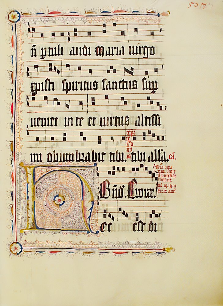 Folha Manuscrito com inicial H, de um antifonário, alemão, segundo quartel do século XV. de Unbekannt