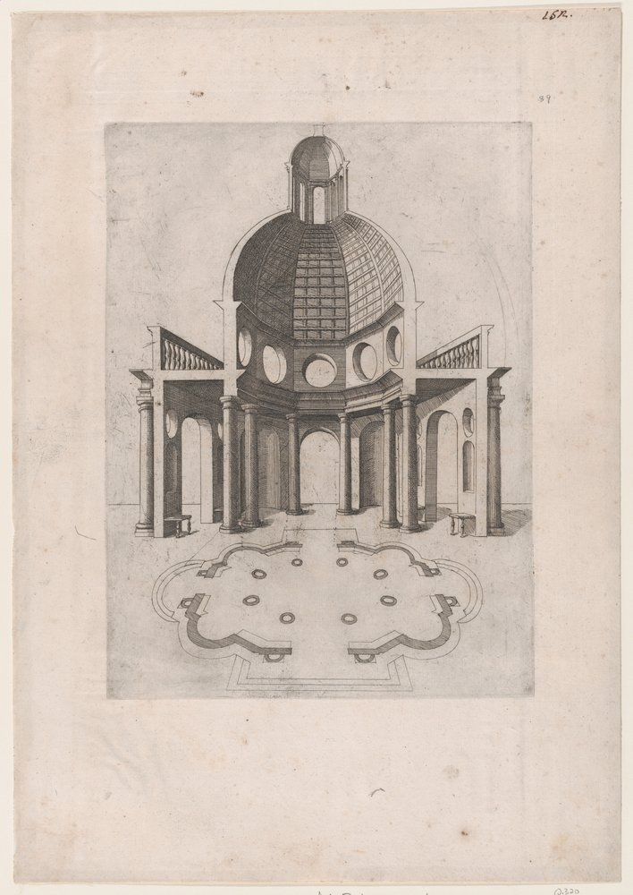 O Espelho Romano da Magnificência: Planta interior e térrea de um templo octogonal, ..., séc. XVI. de Unbekannt