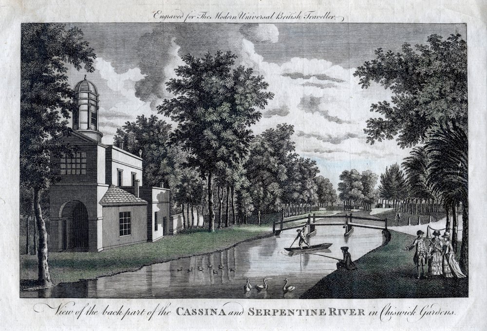 Vista da parte traseira do rio Cassina e Serpentine em Chiswick Gardens, Londres de Unbekannt