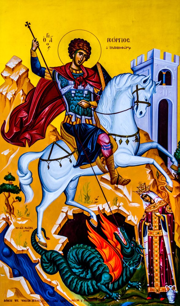 Ícone de São Jorge, Moni Karydi, Creta, Vamos, Creta, Grécia, Europa (foto) de Unbekannter Künstler