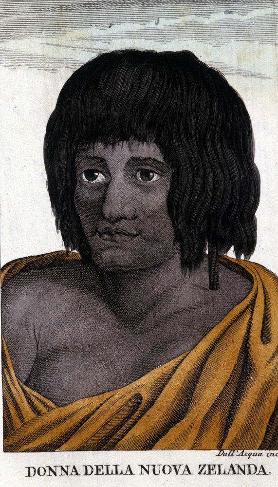 Mulher maori da Nova Zelândia. Gravura do início do século XIX. de Unknown artist