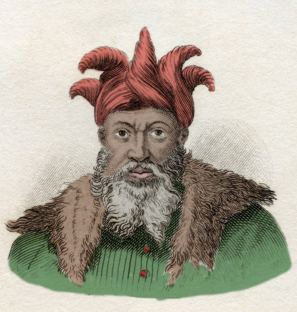 Retrato de Saladino (1138-1193) (Salah al Din Yusuf al-Ayyubi (al Ayyubi) comandante militar contra os Crusses no Egito. Gravura do século XIX. de Unknown artist