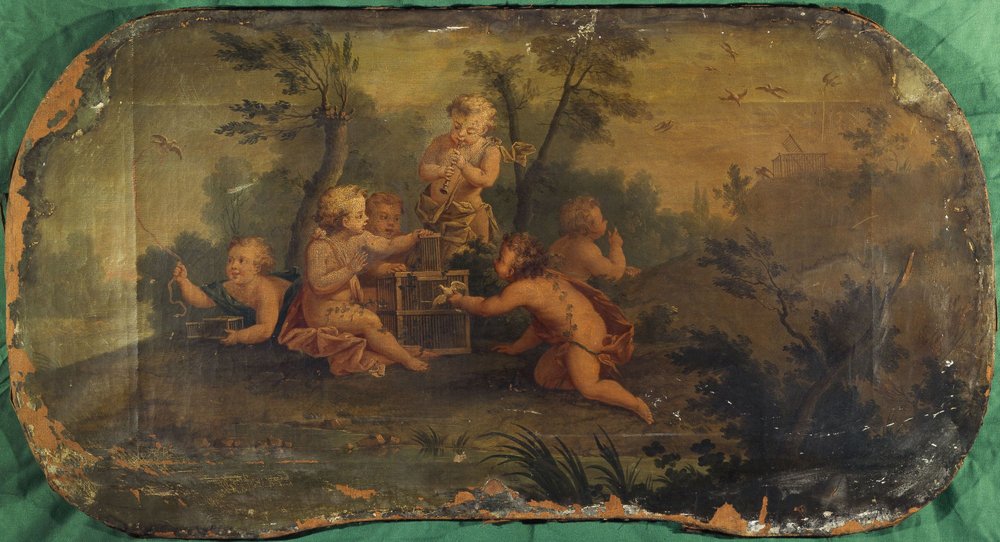 Crianças-pássaro ou primavera, entre 1701 e 1800 (óleo sobre tela) de Unknown artist