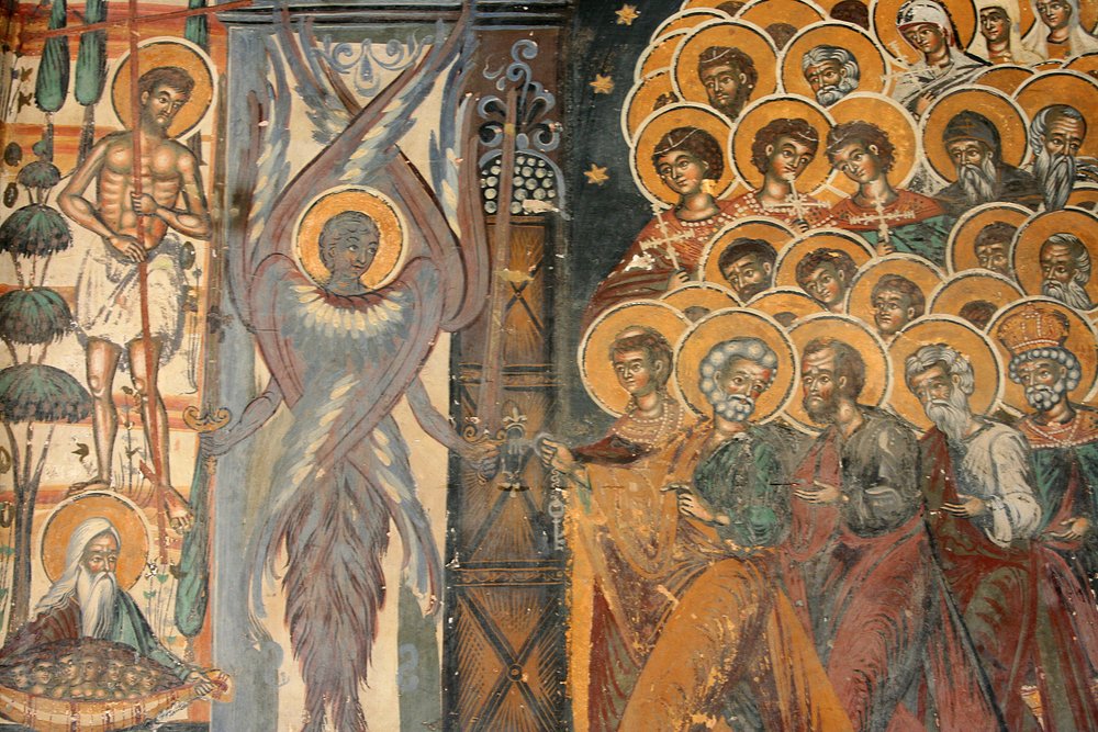 Fresco na igreja do mosteiro de Koutloumousiou, Monte Athos, Grécia, 2006 (foto) de Unknown artist
