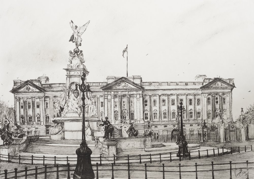 Palácio de Buckingham, Londres, 2006, (tinta no papel) de Vincent Alexander Booth