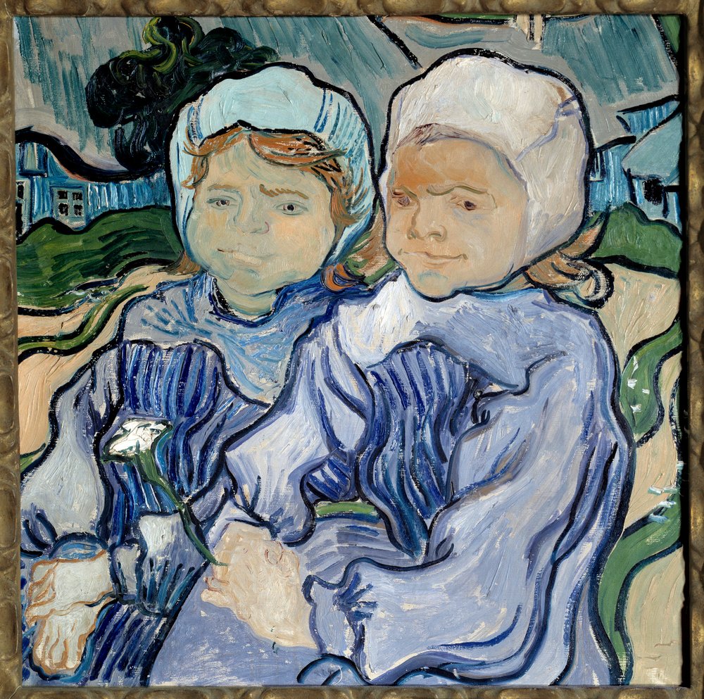 Retrato de duas garotas pintadas por Vincent Van Gogh (1853-1890) 1890 Sun. 0,51x0,51 m Paris, musee d
