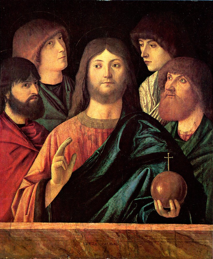 O Salvador abençoa quatro apóstolos de Vittore Carpaccio