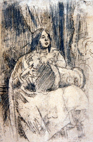O Estudo (The Drummer), c.1900 (lápis sobre papel) de Walter Richard Sickert
