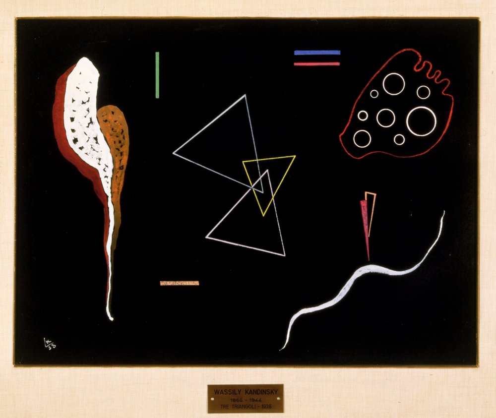 Três triângulos, 1938 de Wassily Kandinsky