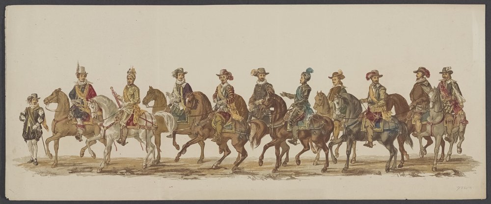 Procissão delft de 1862, quarto grupo
Fourth Lustrum of the Royal Academy at Delft - Ao. 1862 - Desfile com fantasia (título da série sobre o objecto) de Willem Bernardus IJzerdraat