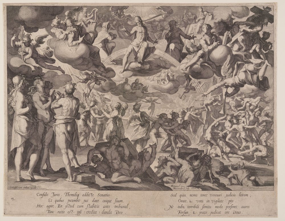 Juízo Final, placa 13 de Tronos da Justiça (Thronus Iustitiae) de Willem van Swanenburgh
