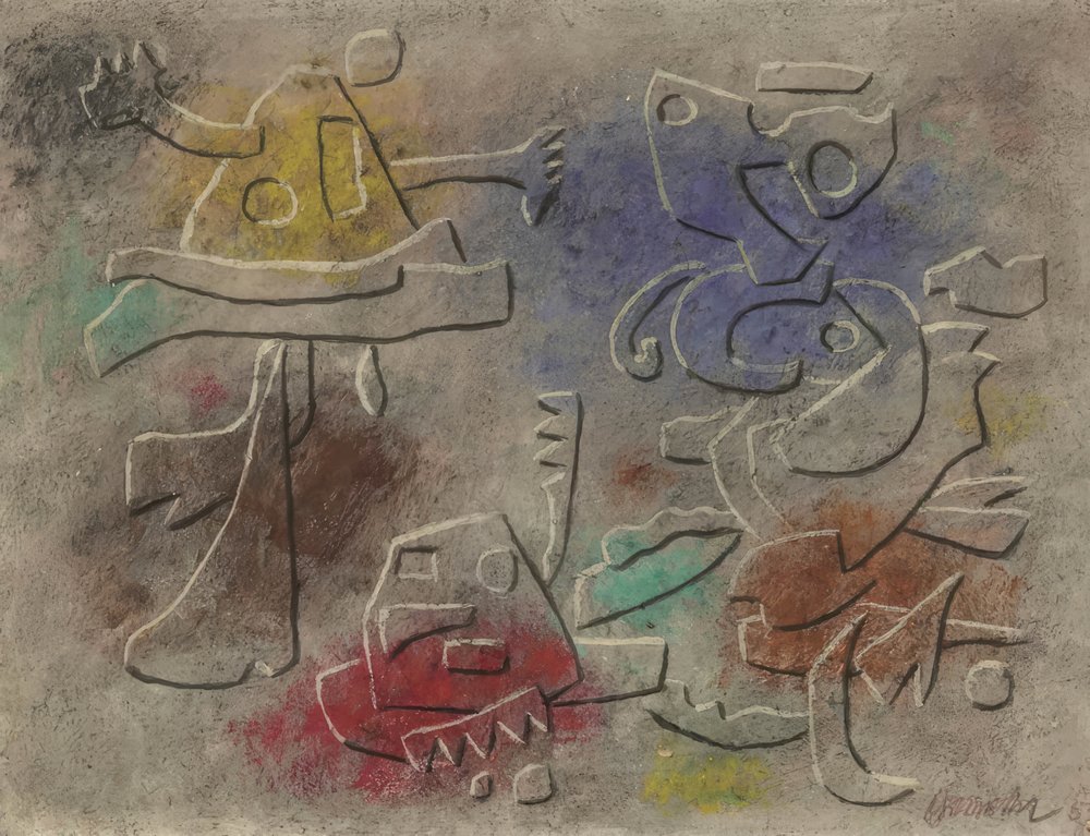 Imagem em relevo colorida de Willi Baumeister