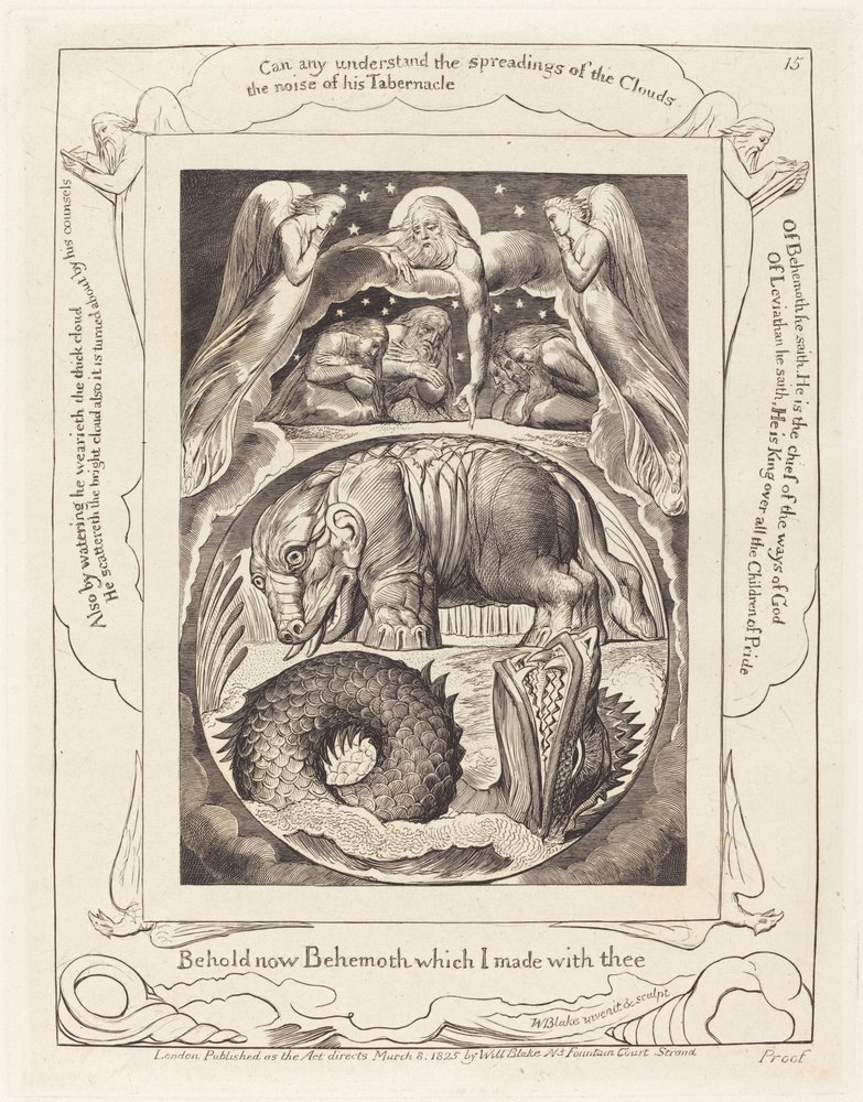Behemoth e Leviathan, 1825. de William Blake
