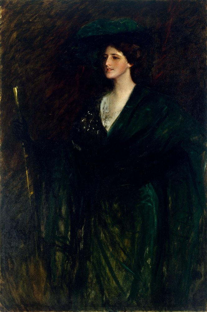 A dama de esmeralda, c. 1896-1900 de William Merritt Chase