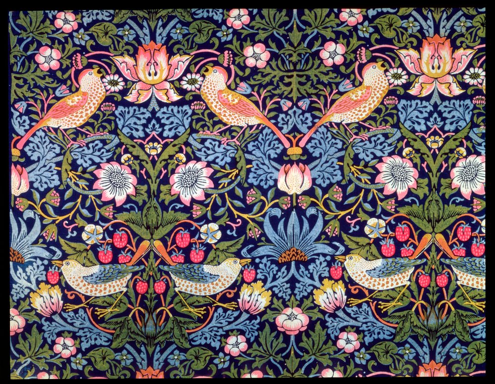 O ladrão de morangos, tecido concebido por William Morris, 1883 de William Morris
