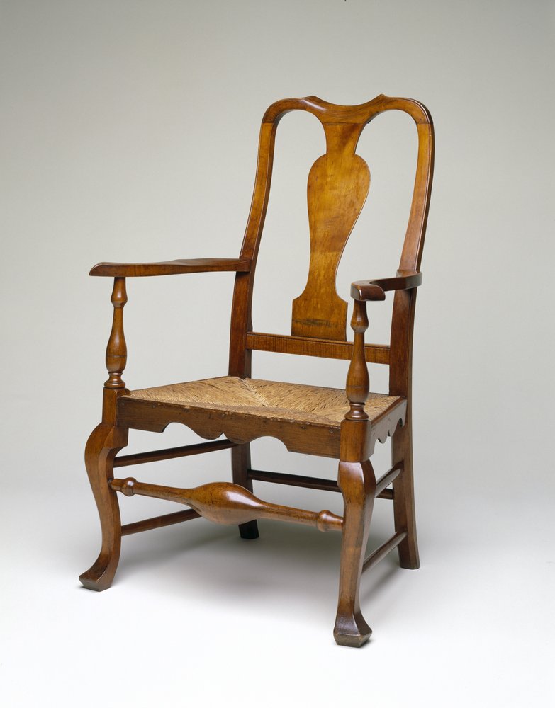 Poltrona, c.1745-60 (bordo macio, cedro branco atlântico, choupo amarelo e junco) de William Savery