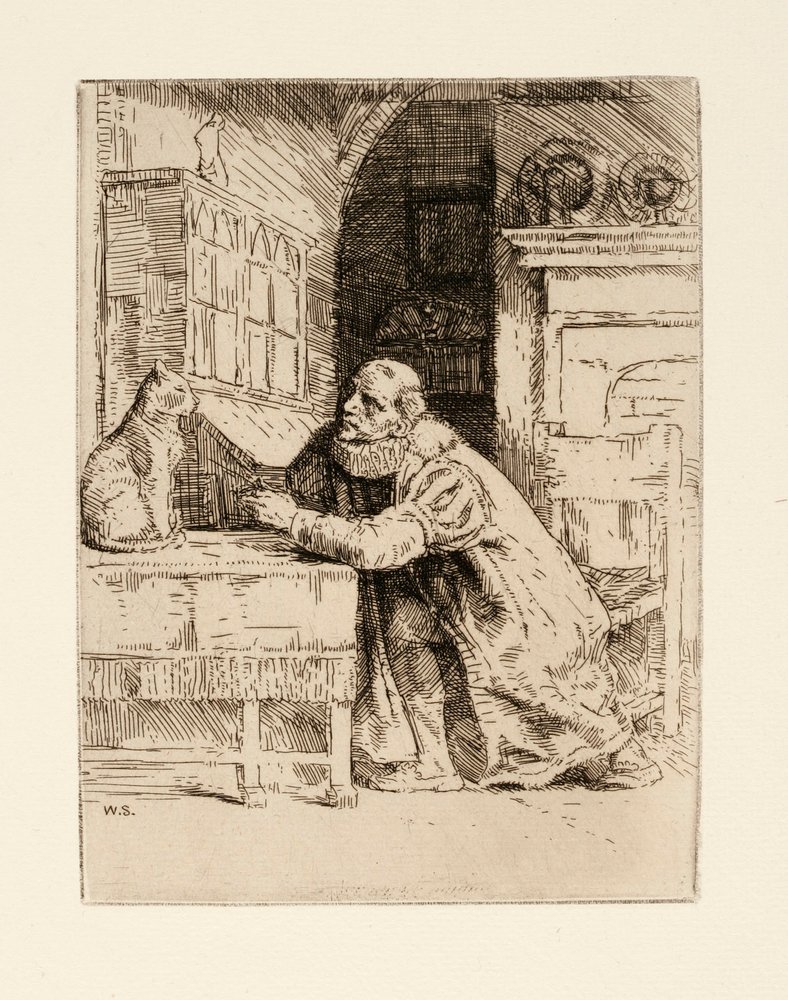 Montaigne e o gato. Ilustração de Izaak Walton e Charles Cotton de The Compleat Agler de William Strang