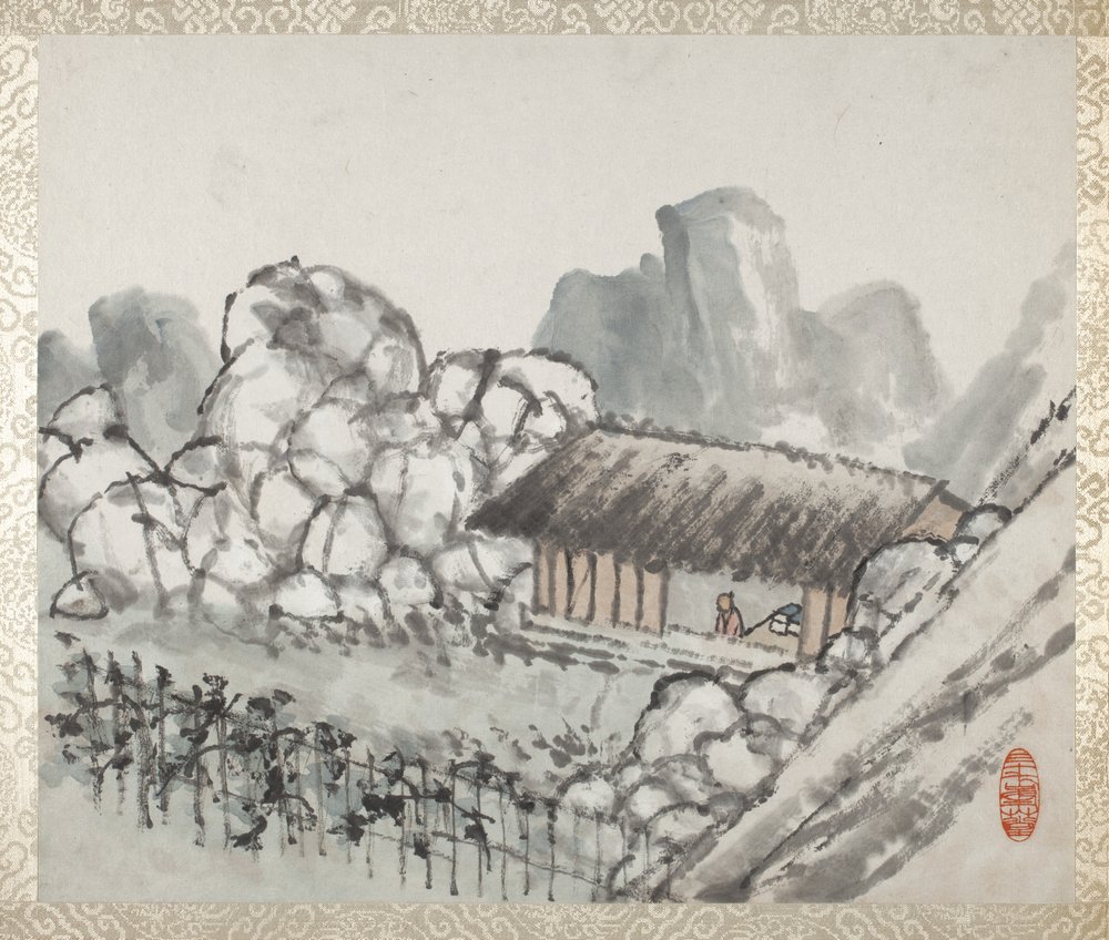 Álbum de paisagens e caligrafia para Liu Songfu de Xugu