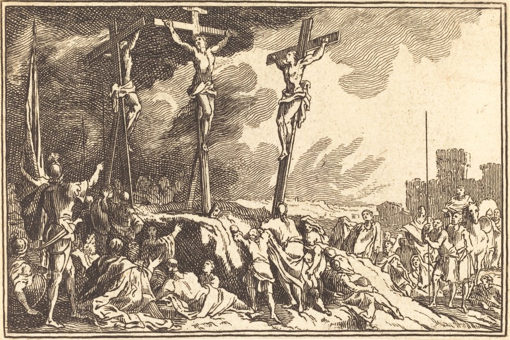 Cristo na cruz entre os dois ladrões de after Sébastien Le Clerc I