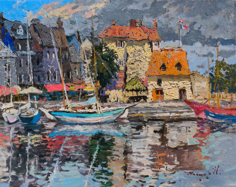 O colorido porto de Honfleur de Alexander Shandor