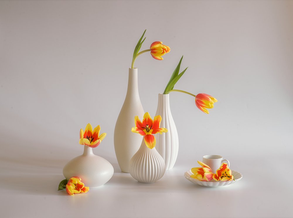 Natureza morta com tulipas coloridas de Alice Sheng