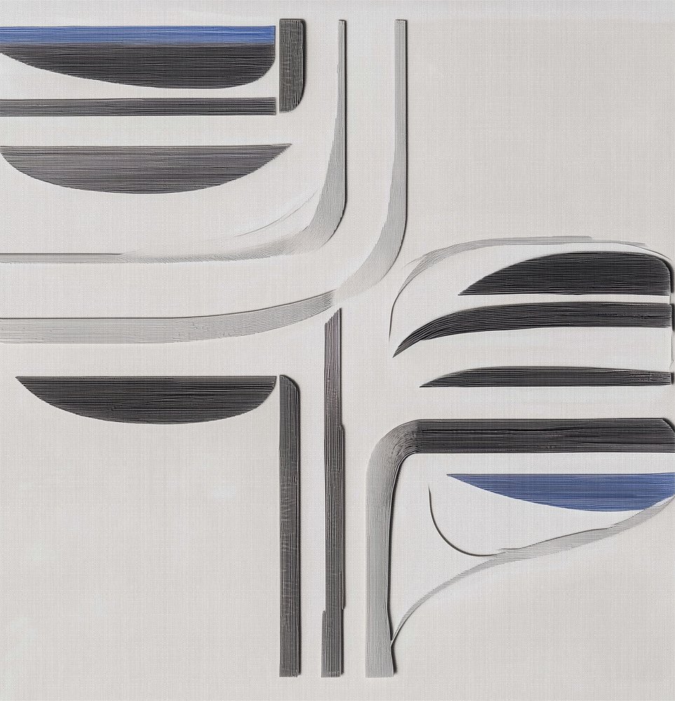 Fluxo Moderno em Azul-Cinza de Alma