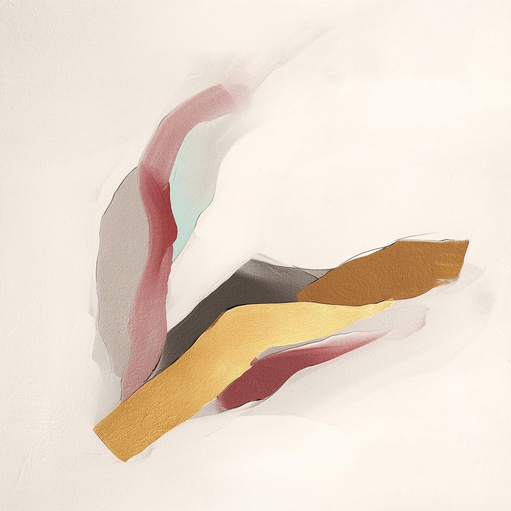 Abstrato moderno em tons dourados fluidos de Alma