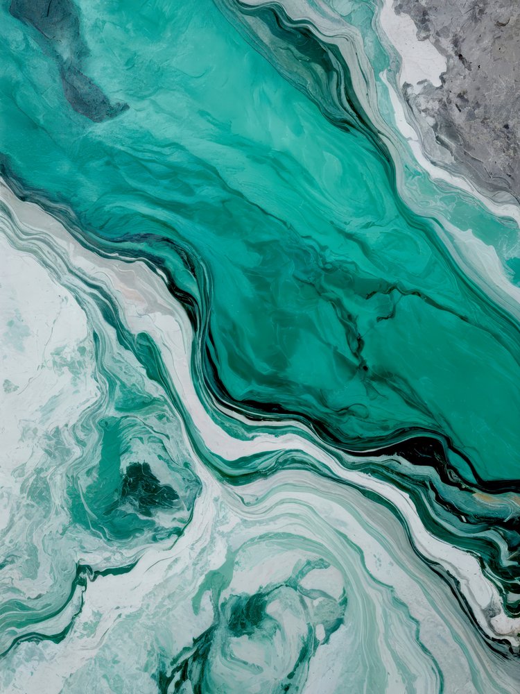 Abstrato em azul-petróleo fluido de Alpenglow Workshop