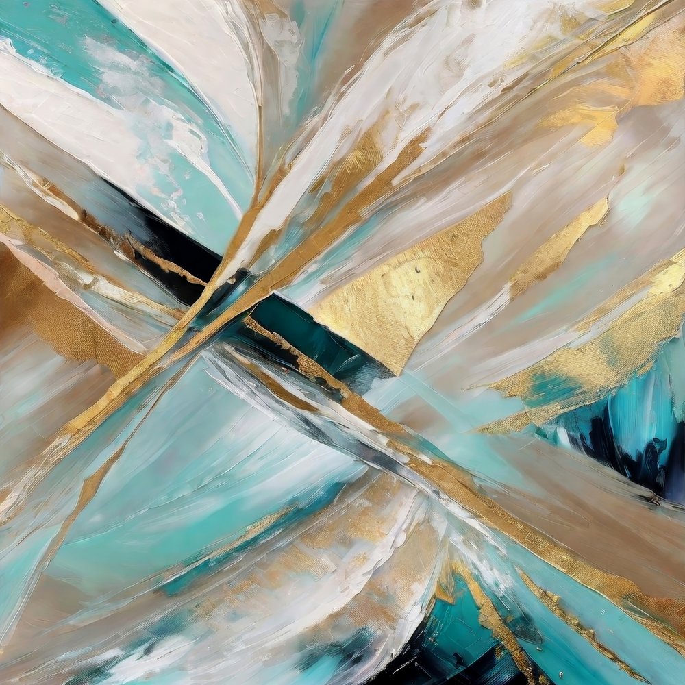 Abstrato em azul-petróleo cintilante e dourado de Alpenglow Workshop