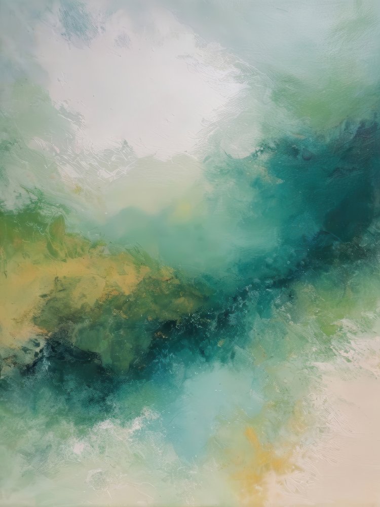 Fluxo abstrato em verde-azulado de Alpenglow Workshop