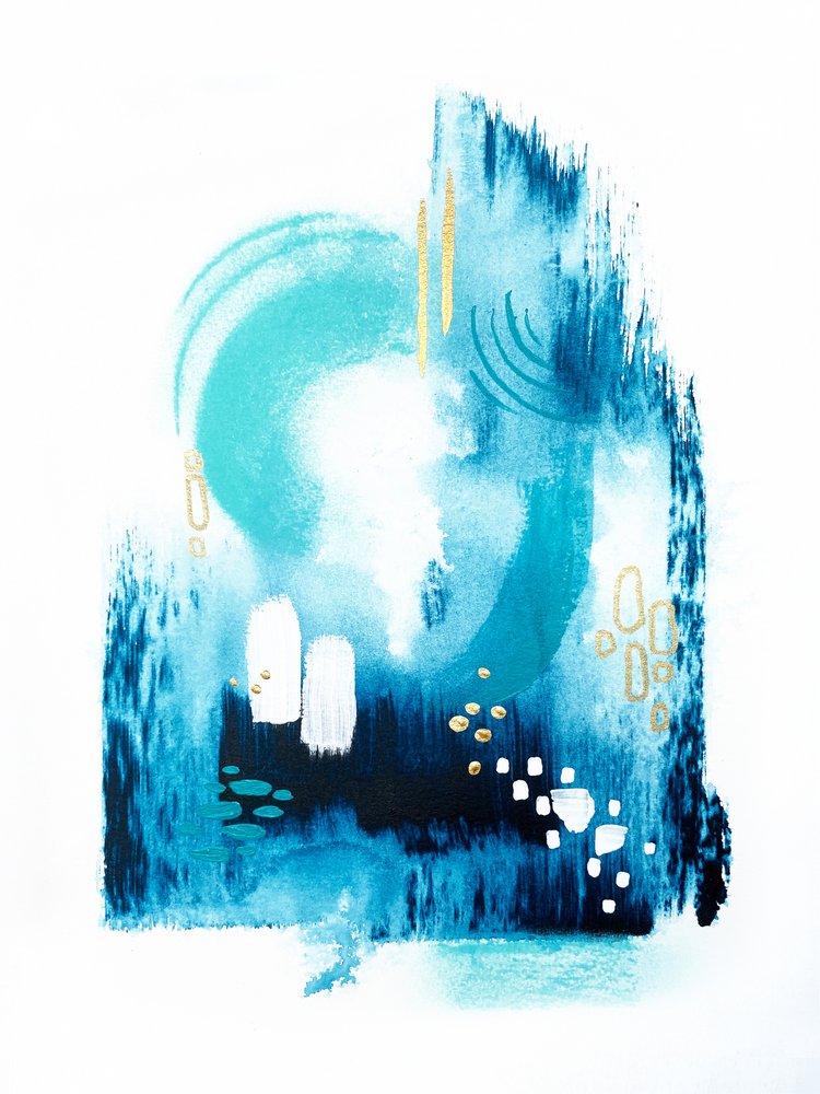 Fluxo abstrato azul e dourado de Alyson Storms