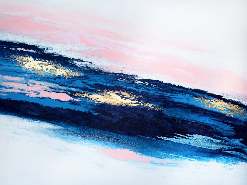 Azul, Rosa, Dourado, Abstrato de Alyson Storms