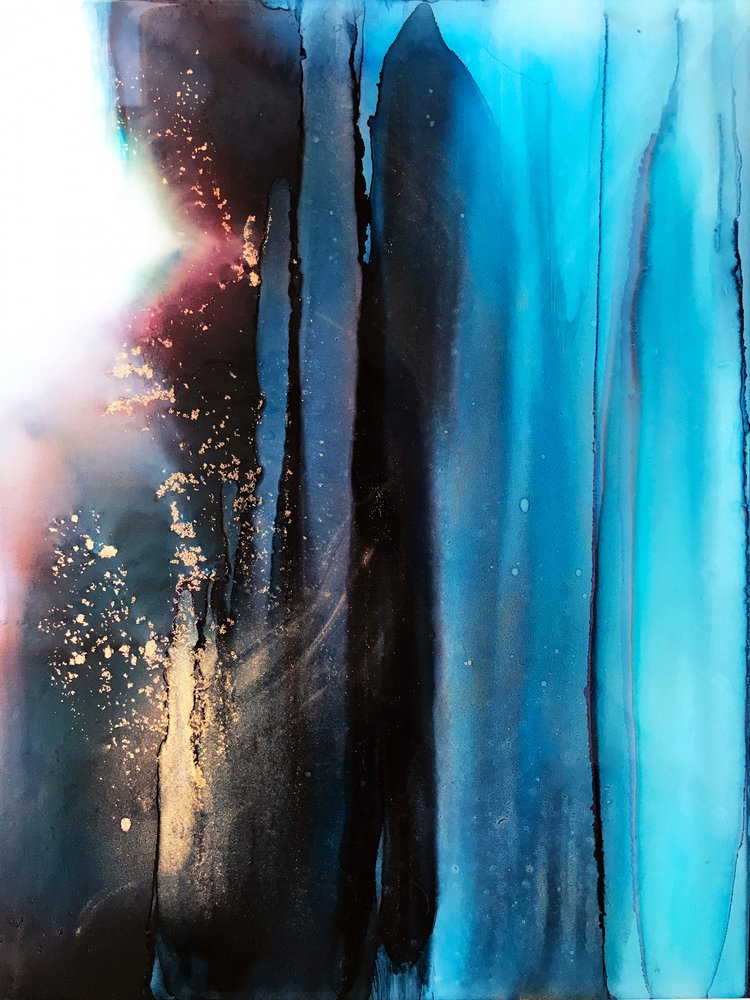 Fluxo Azul Profundo e Dourado de Alyson Storms