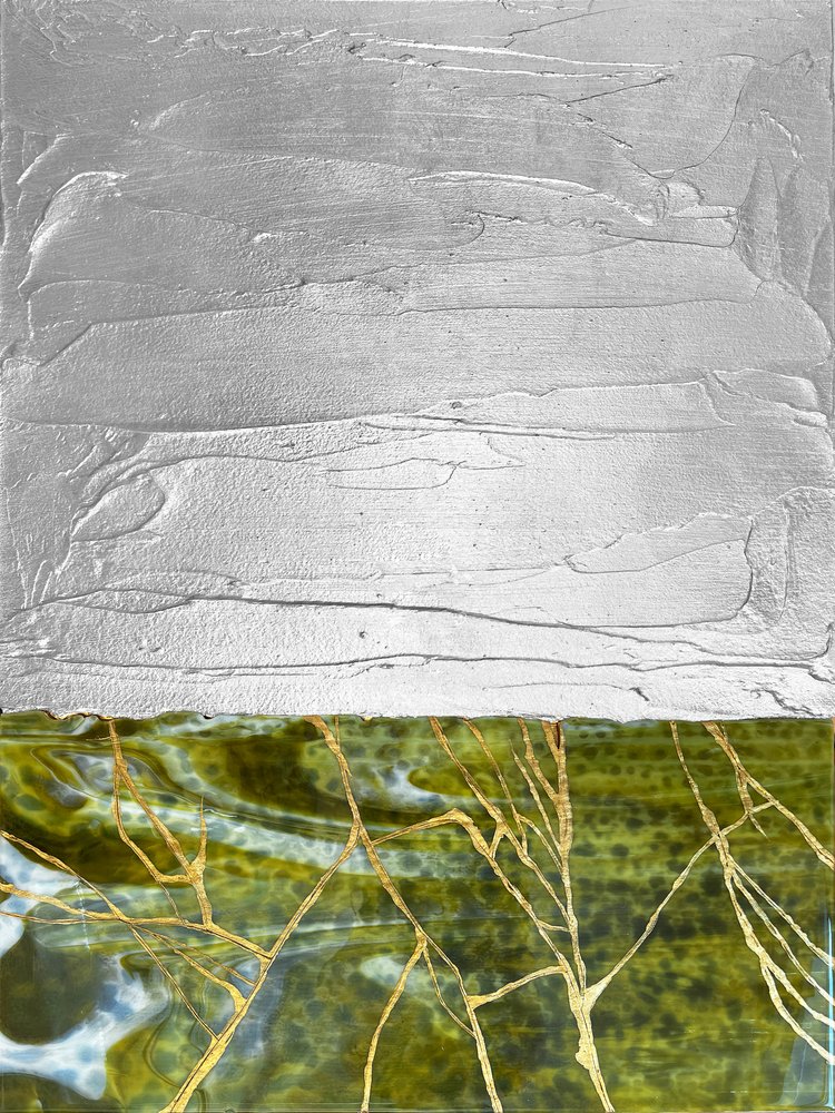 Abstrato em Prata Verde Dourada de Alyson Storms