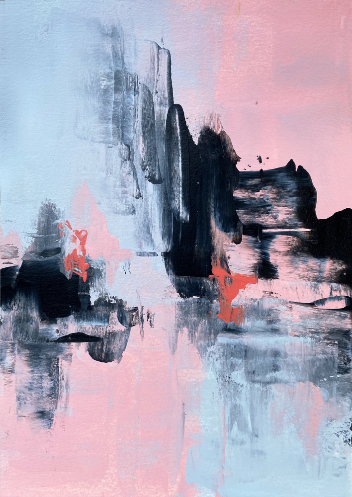 Abstrato moderno rosa e azul de Alyson Storms