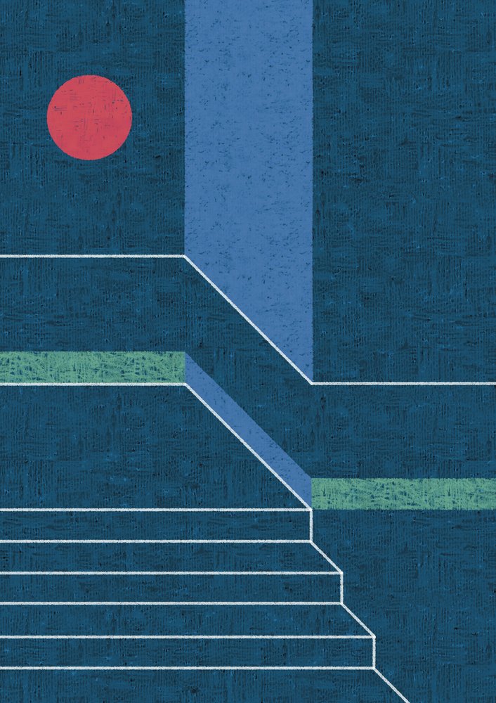 Círculo Vermelho, Degraus Azuis de Amy Louise Baker