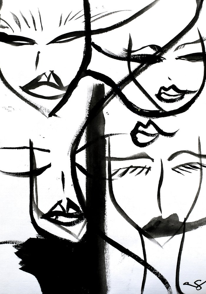 Rostos em tinta abstrata de Amy Straley