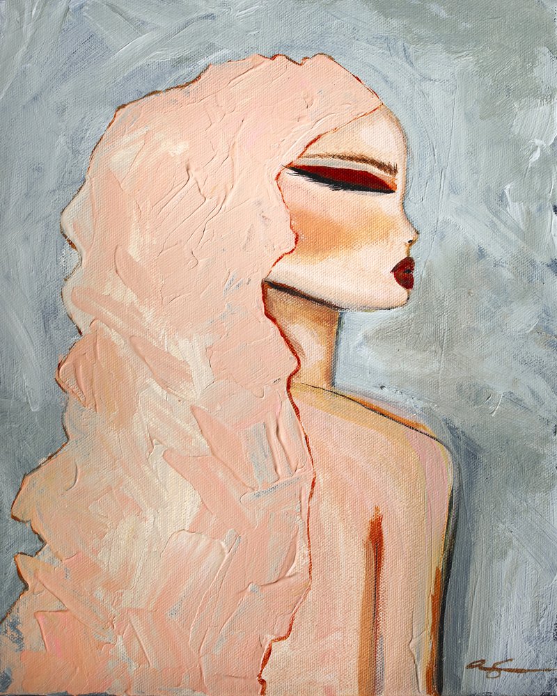 Retrato com cabelo rosa chique de Amy Straley