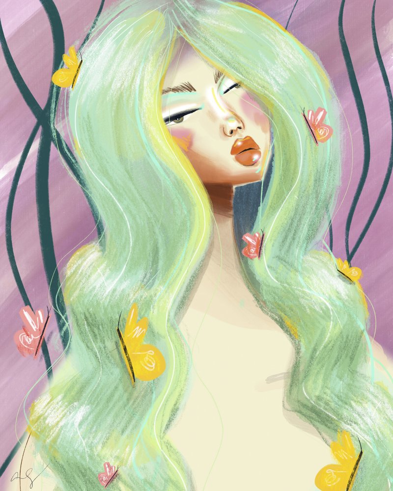 Cabelo verde etéreo de Amy Straley