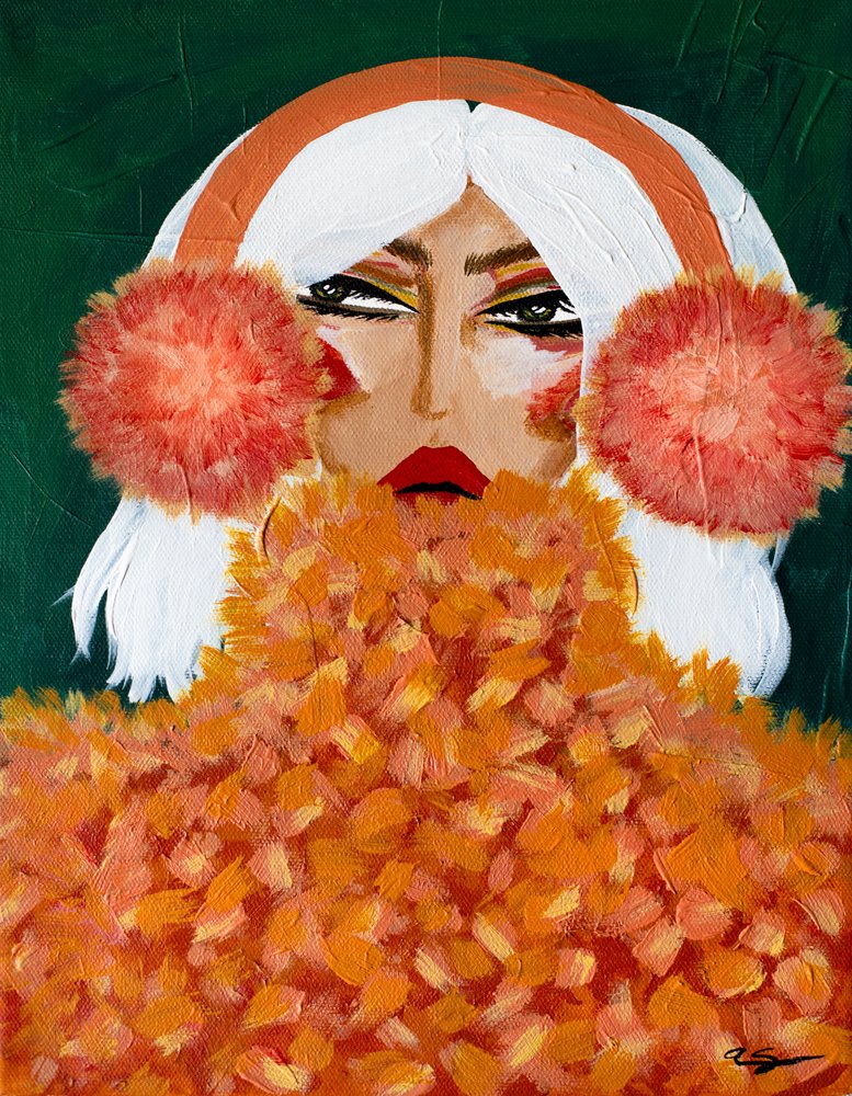 Protetores de orelhas laranja glamorosos de Amy Straley